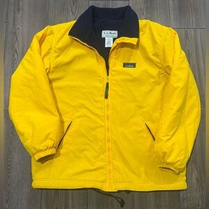 Vintage 90s L.L.Bean Warm Up Jacket Women’s L Yellow Fleece Lined Drawstring